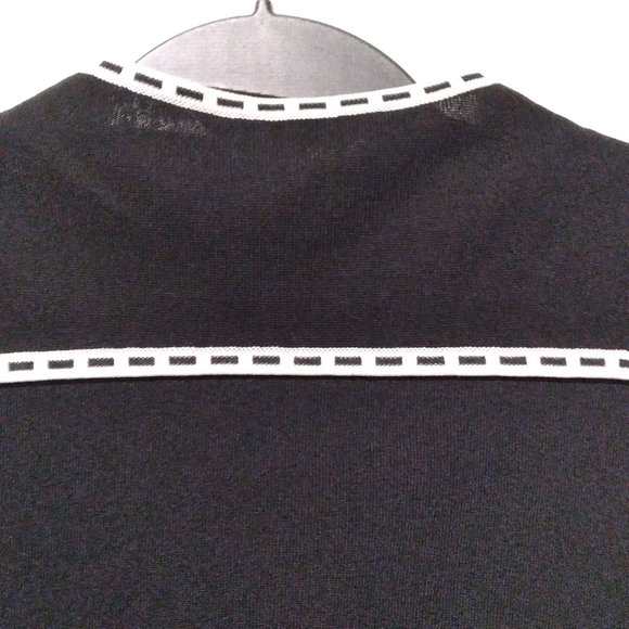 Misook Knit Zip Up Cardigan Jacket Black White Trim Small - Picture 8 of 10